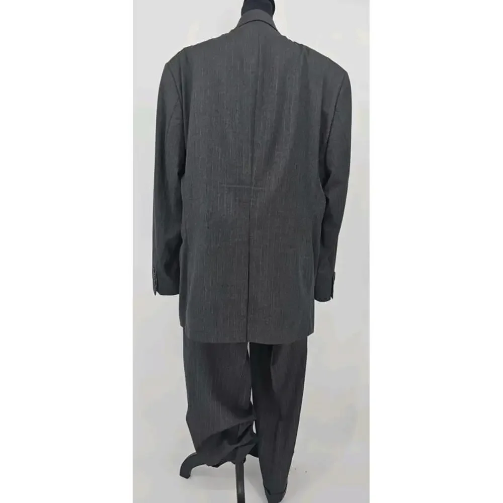 Lauren Ralph Lauren Gray Pinstriped Suit 50R Wool Two-Piece Suit 39x28.5 Trouser